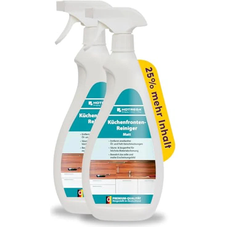 HOTREGA® Küchenfronten Reiniger, Intensivreiniger für matte Oberflächen, streifenfrei, 1500ml – Bild 1