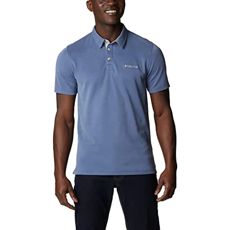 Columbia Nelson Point Polo-Shirt für Herren, bequemes Material aus 70% Modal und 30% Polyester, blau, Größe S