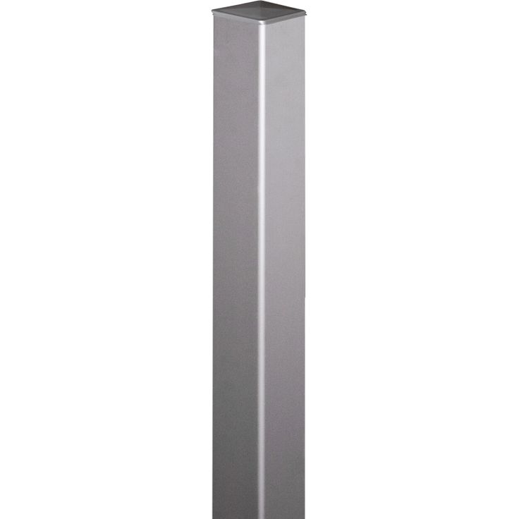 GroJa Zaunpfosten Aluminium silber 6 x 6 x 150 cm, pulverbeschichtet, inklusive Pfostenkappe, für Betonierung