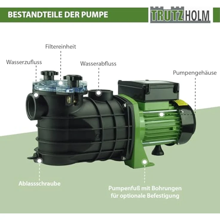 Baumarktplus TRUTZHOLM Schwimmbadpumpe Poolpumpe Swimmingpool 550W 10m³l-h – Bild 5