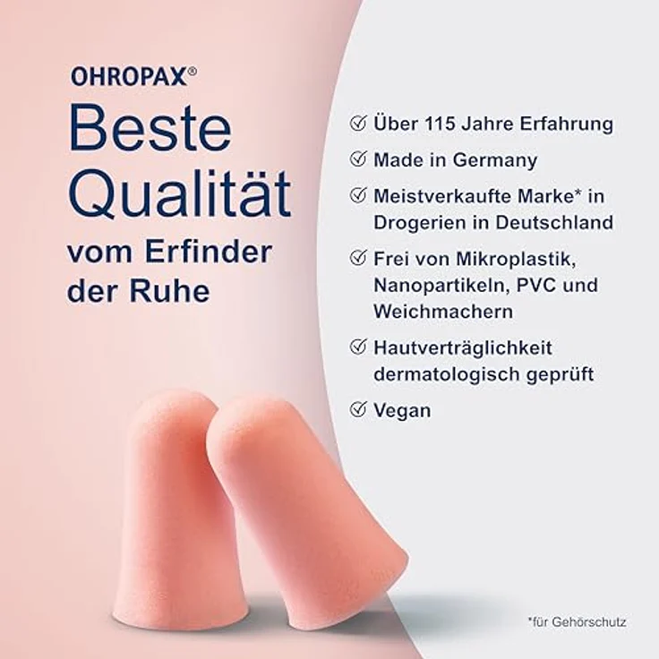 OHROPAX Soft Ohrstöpsel, in-Ohr Gehörschutz aus weichem Schaumstoff, unauffällig und bequem mit Schalldämmwert SNR 31 dB, ideal zum Entspannen, Schlafen und Arbeiten, 2 Stück – Bild 2