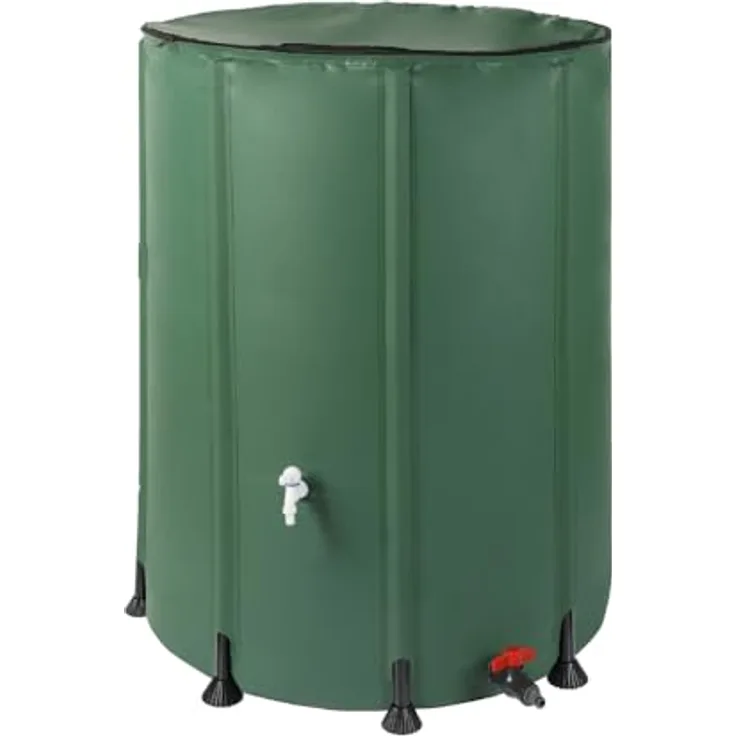 WESTMANN Faltbare Regentonne | 1000 Liter Grün | Regenwassertank & Regenfass inklusive 2 Abläufen