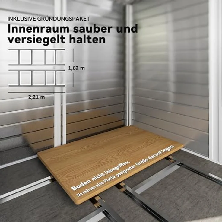 Outsunny Gerätehaus 4,4 m² mit Pultdach, abschließbarer Schiebetür und wetterfestem verzinktem Stahl, dunkelgrau – Bild 9