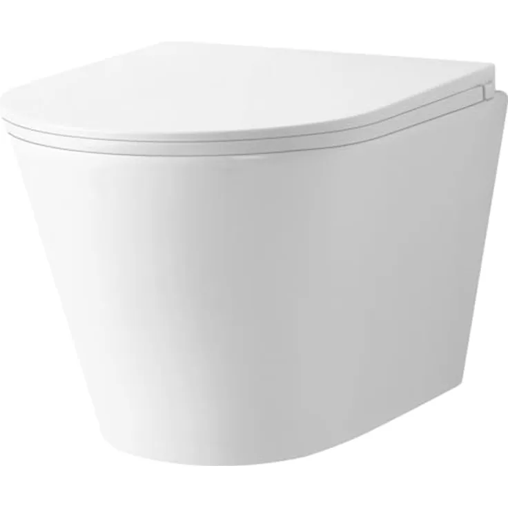 Primaster Wand WC spülrandlos Leros Tiefspüler weiß inkl. WC Sitz Wand-Tiefspül