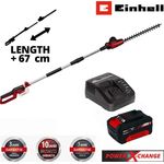 Einhell GC-HH 18/45 Li T-Solo, Akku-Teleskop-Heckenschere mit 4.0 Ah Akku, verstellbarem Griff und neigbarem Motorkopf