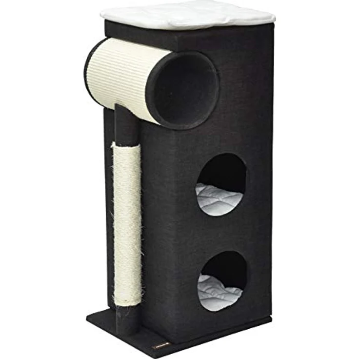 nanook Katzen Kratztonne Kratzbaum Kratzmöbel Sisaltonne - schwarz - mit XXL Kratzbrett und Kratzstamm - 95 x 43 x 35 cm – Bild 1