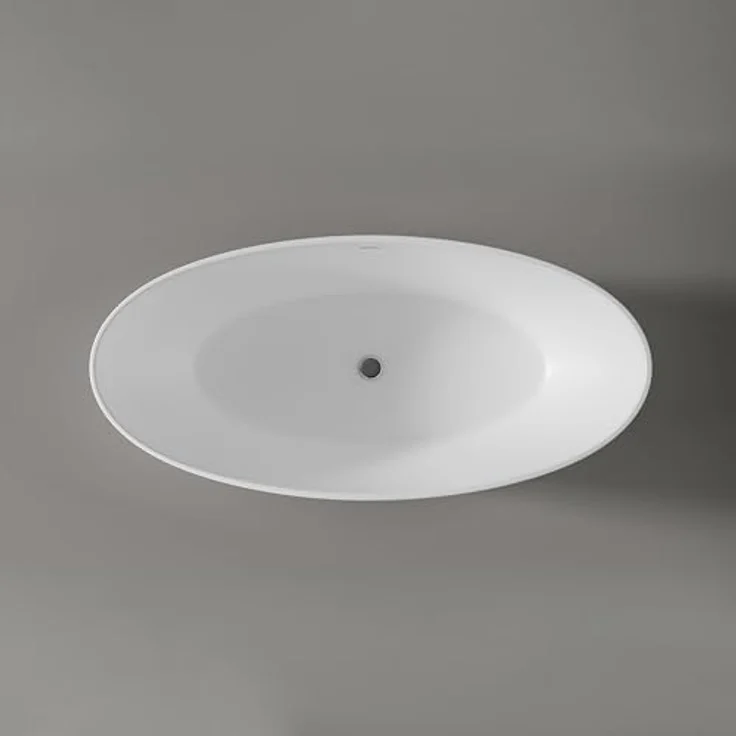 Bernstein Freistehende Badewanne TERRA, Oval, Acryl, Weiß Matt, 186x88x60 cm, doppelwandig mit mittigem Pop-Up-Ablauf, 230 Liter Füllmenge – Bild 4