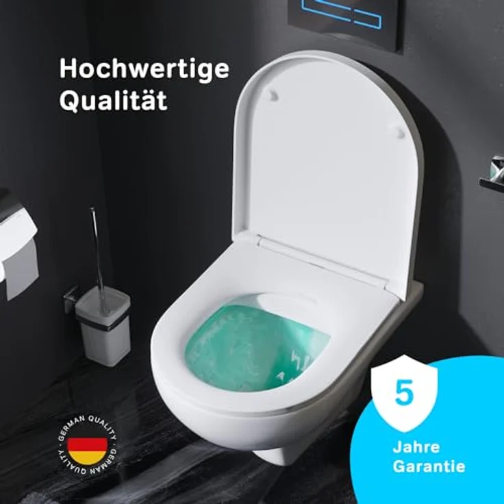Spülrandloses Wand-Hänge-WC inkl. WC-Sitz mit Soft-Close-Absenkautomatik - Wand-WC Hängend ohne Spülrand, Hänge-Toilette Spülrandlos aus Keramik - AM.PM CTA1700SC Hit FlashClean, Weiß – Bild 3