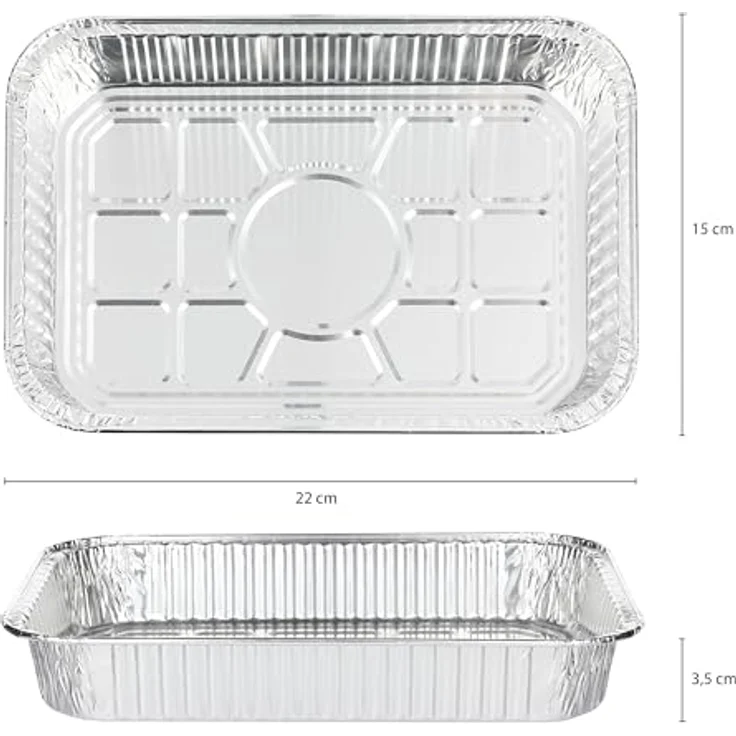 Vaily Alu Tropfschalen Klein 25er Pack, Veggie Grillschalen 22 x 15 cm, hitzebeständig, für Gas-, Kohle- und Elektrogrills – Bild 2