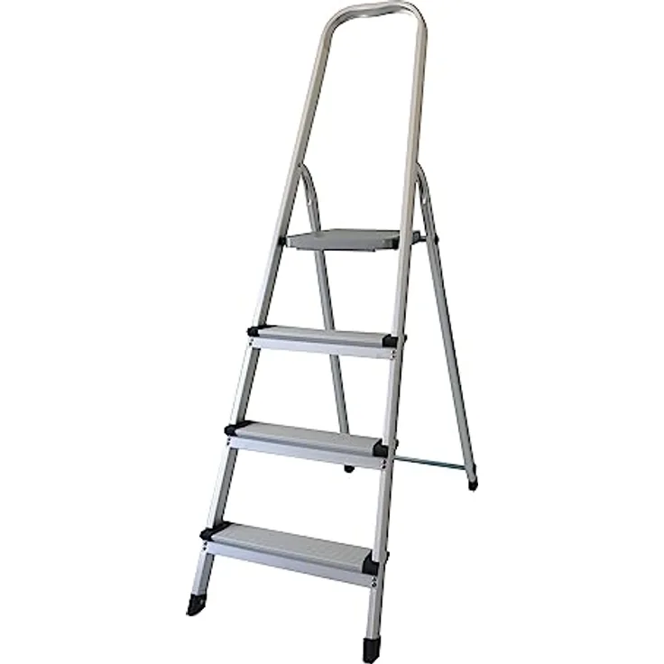 LEMODO Trittleiter 4 Stufen klappbar | Klappleiter aus Aluminium | Stehleiter bis 150kg belastbar | Haushaltsleiter mit 80 cm Arbeitshöhe | Treppenleiter mit Sicherheitsbügel