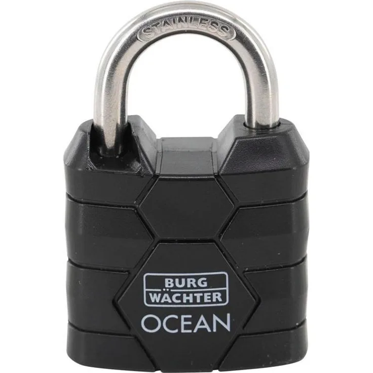 Magni Vorhängeschloss 490 Ni 30 Yacht, seewasserfestes Messing-Vorhangschloss mit 4,8 mm Bügelstärke, schwarz