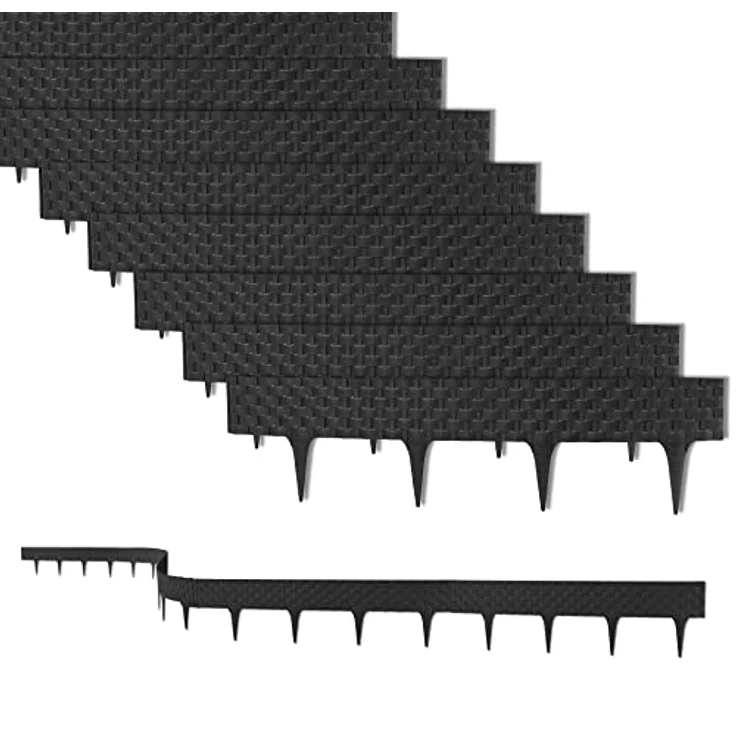 6,4 m Rasenkante mit 8 Elemente á 80 cm - Biegbarer Kunststoff in Rattan-Design - Beeteinfassung, Beetumrandung, Palisaden - 20 cm hoch – Bild 2