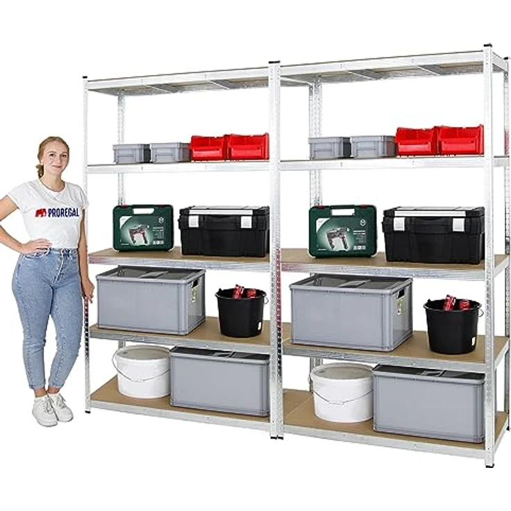 PROREGAL Kellerregal Gorilla 2X Spar-Set | 200x120x50cm | Fachlast 175kg | Verzinkt | Garagenregal Werkstattregal | 5 Jahre Garantie – Bild 3