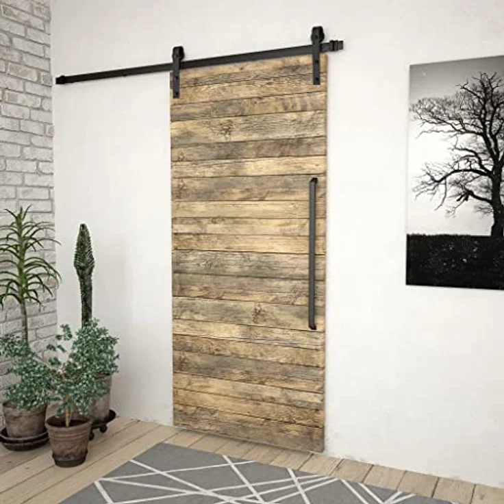 vidaXL Schiebetürbeschlag Set Schwarz Stahl 183cm - Leises und müheloses Öffnen und Schließen - Robustes und strapazierfähiges Design – Bild 3