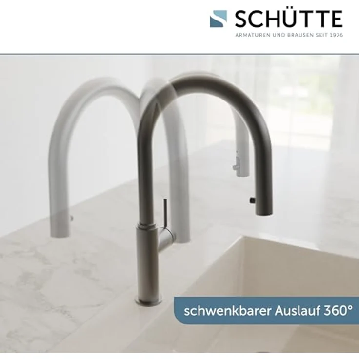Schütte Spültischarmatur BLACKPOOL, energiesparend, Cold-Start-Funktion, 360° schwenkbar, ausziehbarer Schlauch 150 cm – Bild 7