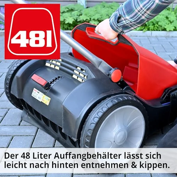 Hecht Handkehrmaschine 8105, 105 cm Arbeitsbreite, 2 x Ø 350 mm Bürsten, 48L Behälter, 3800 qm/h Flächenleistung, ergonomischer Führungsholm – Bild 6