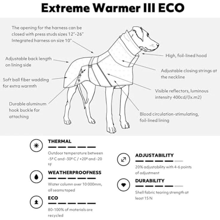 Hurtta Extreme Warmer III ECO (Cinnamon 25), Winterjacke für Hunde aus recycelten Materialien – Bild 3