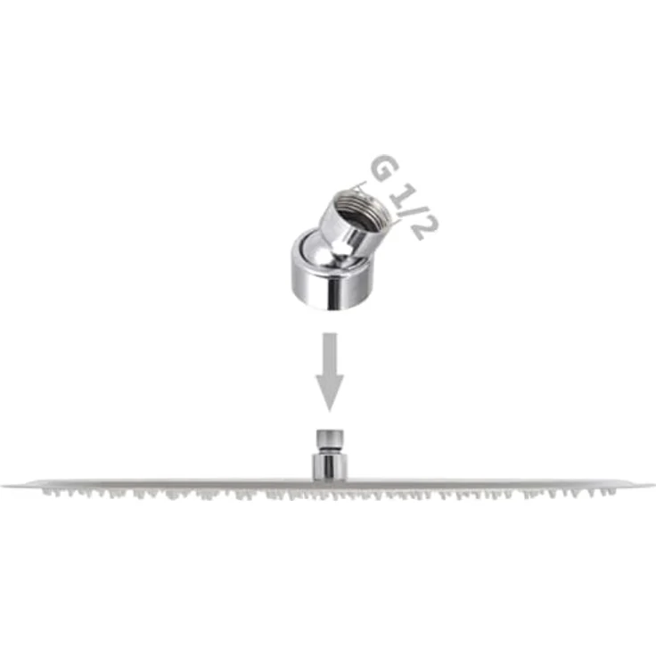 vidaXL Regenduschkopf Regenbrause Edelstahl, Rund 50 cm mit 288 Anti-Kalk-Düsen, wand- und deckenmontierbar – Bild 2