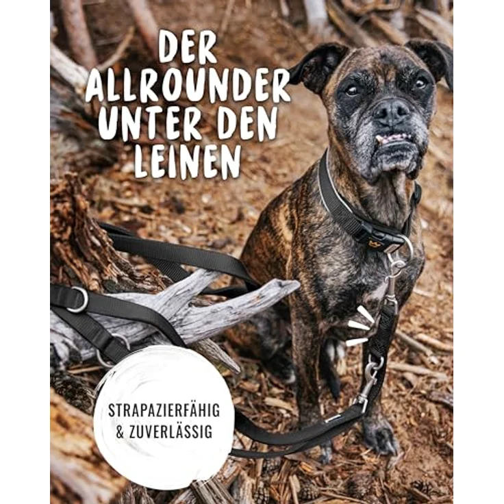 Rudelkönig Führleine Frida, 2,30m verstellbare Hundeleine aus robustem Nylon für mittelgroße und große Hunde, schwarz – Bild 5
