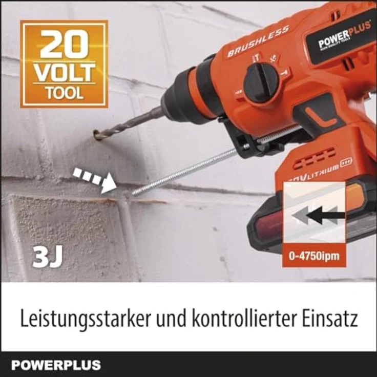 Powerplus Dual Power Akku-Schlagbohrmaschine POWDP15680-4 in 1: 40 V Bohrmaschine, 3 J, Links-Rechts-Schalter, Ohne Akku und Ladegerät – Bild 5