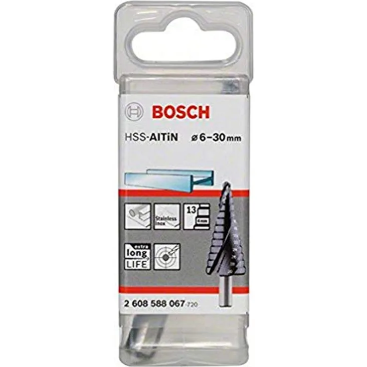 Bosch Accessories 2608588067 HSS Stufenbohrer 6-30mm TiAIN, 3-Flächenschaft für präzises Bohren, Gesamtlänge 93,5mm