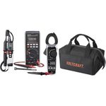 VOLTCRAFT Multimeter Messgeräteset Industrie, Datenlogger mit VC891 Digital Multimeter, AC/DC Stromzange VC-523 und Spannungsprüfer VC 65, inkl. Messgerätetasche, schwarz