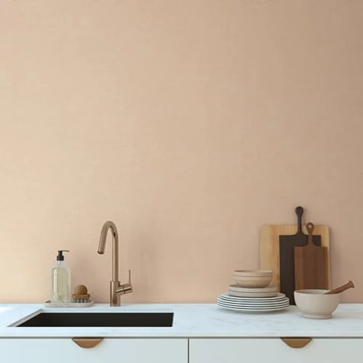 A.S. Création Smart Surfaces Vliestapete in Textiloptik, einfarbig, 10,05 m x 0,53 m, Beige-Rosa, hochwertige Materialqualität, Made in Germany, hohe Licht- und Scheuerbeständigkeit – Bild 2