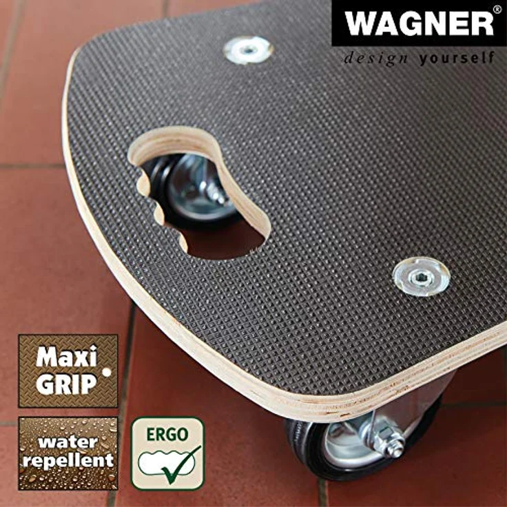 Wagner System MM 1312, Transportwagen mit rutschfester MaxiGrip-Beschichtung, Tragfähigkeit 300 kg, Birken-Multiplex, 290 x 575 mm – Bild 3