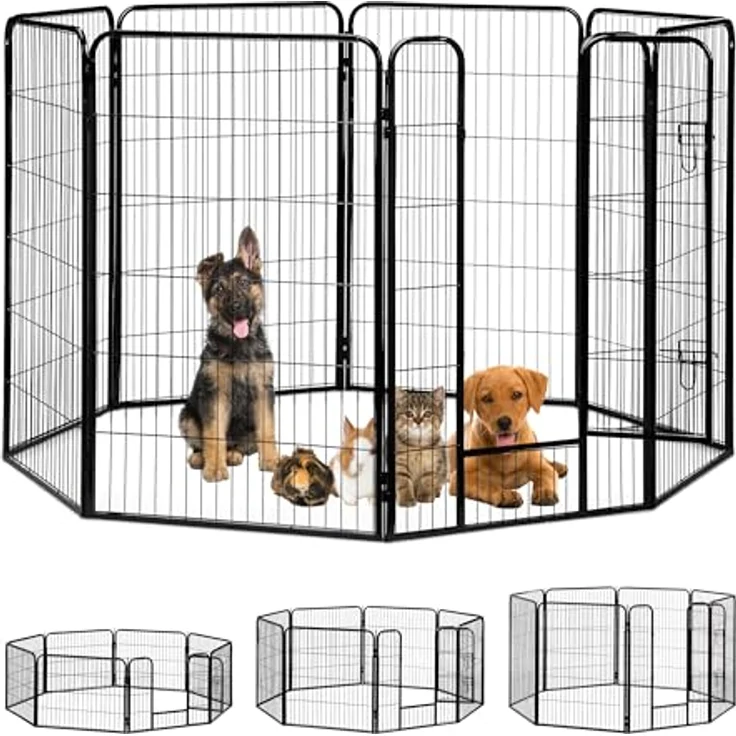 Relaxdays Welpenauslauf, Gehege für kleine Hunde und Haustiere, individuell anpassbar, inkl. Bodenpfosten für zusätzlichen Halt – Bild 1