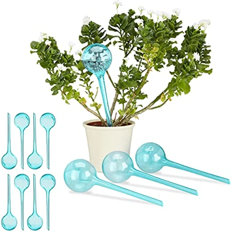 relaxdays Tropfer Bewässerungskugeln 12er Set, hellblau, 250 ml Fassungsvermögen, bis zu 2 Wochen Bewässerung – Bild 1