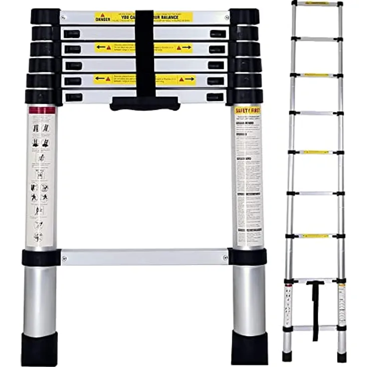 Teleskopleiter, Aluminium, tragbar, zusammenklappbar, ausziehbar, 3,2 m