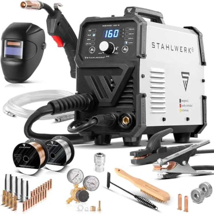 STAHLWERK MIG MAG 160 M IGBT-Schweißgerät Vollsynergisches 5 in 1 Kombigerät mit echten 160 Ampere - Fülldraht, MIG MAG, ARC MMA, Lift TIG - Vollausstattung - Preisvergleich – Bild 2