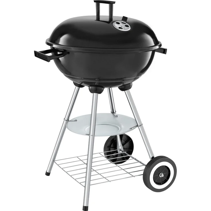 Tectake Kugelgrill Ø 41,5 cm, Holzkohlegrill mit regulierbarem Luftabzug und mobilen Profilrädern