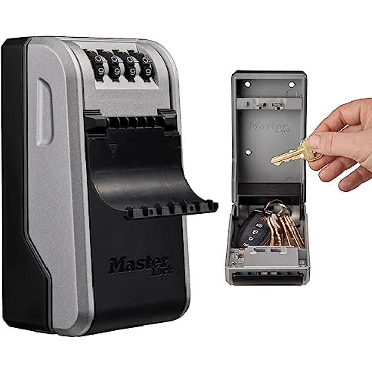 Master Lock Schlüsseltresor mit neuem innovativen Design, großem Fassungsvermögen und hoher Sicherheit, Wandhalterung, Aussen, 19.6 x 7.6 x 5.6 cm, Schlüsselsafe – Bild 1