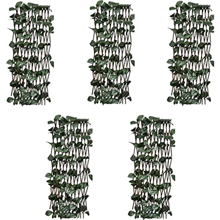 vidaXL 5X Weidenzaun Rankgitter mit künstlichen Blättern, ausziehbares Spalier-Gitter 180x60cm für Garten und Umzäunung – Bild 1