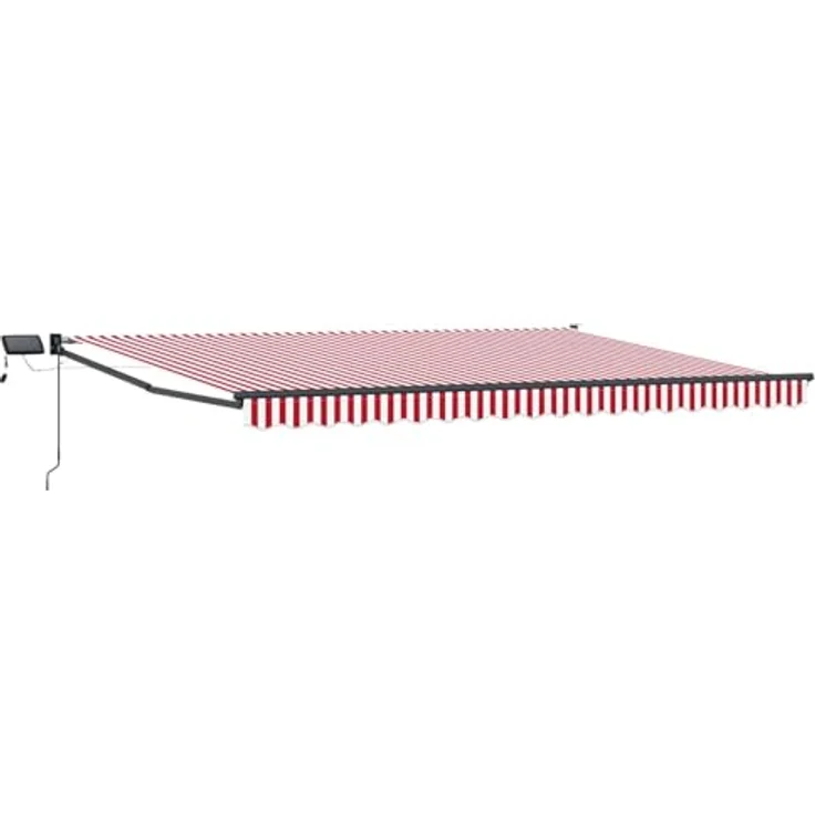vidaXL Manuelle Gelenkarmmarkise mit solarbetriebenen LEDs, 4,5 × 3 m, rot/aquamarine/antrazit – Bild 1