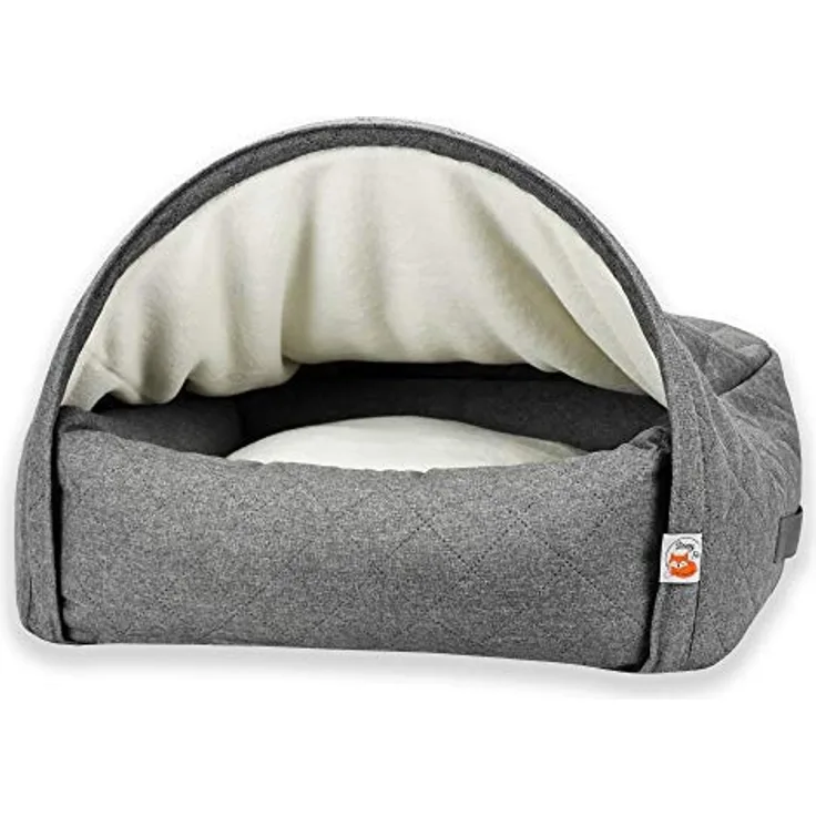 Sleepy Fox ® Anti-Angst, Höhlenbett für Hunde und Katzen - Grau - Gesteppt (Small (65 x 55 x 40cm), Grau)