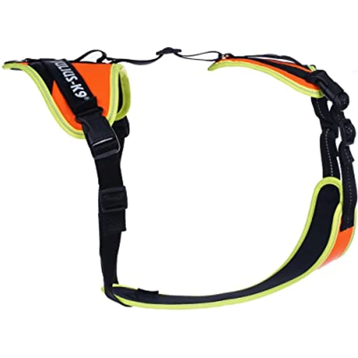 JULIUS K-9, 19MTR-FOR-L-XL-AMZ, Mantrailing & Outdoor Hundegeschirr, Größe: L-XL, UV orange mit neon Rand, 5 Punkte-Einstellmöglichkeit, elastische Leinenführung – Bild 4