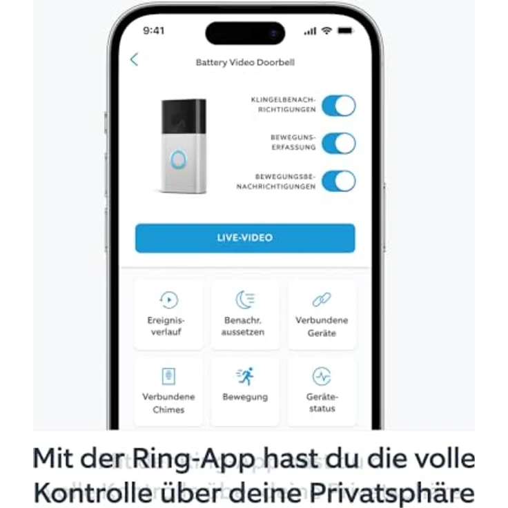 Ring Akku-Videotürklingel (Battery Video Doorbell) (2024) | WLAN-Sicherheitskamera, Selbstinstallation in 5 Minuten | mit eingebautem Akku I Privatsphäre-Einstellungen – Bild 4