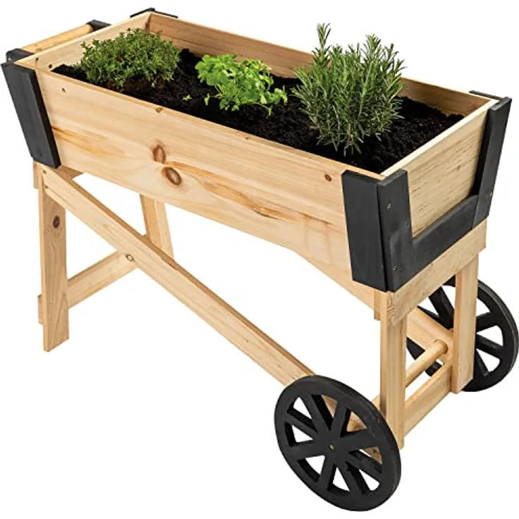 NYVI Pflanzbeet NYVIGreen Mini mit Rädern - Kleines Gartenbeet Perfekt für Jungpflanzen, Gemüse. Kräuter & Blumen - Wetterfest, Einfache Montage - Gemüsebeet Kräuterbeet Pflanzenbeet