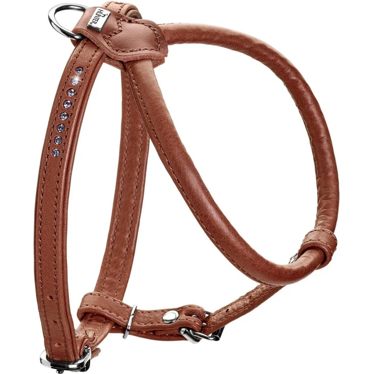Hunter Tierbedarf Hunde-Geschirr Round & Soft Canadian Up cognac - Leichtes Premiumleder-Geschirr für kleine Hunde – Bild 1