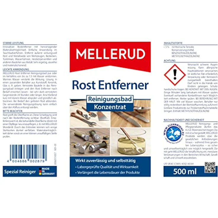 Mellerud Rost Entferner Reinigungsbad 0,5 L Universalreiniger, selbsttätige Rostumwandlung, konzentrierte Rezeptur, rostfrei nach max. 24 Stunden – Bild 5