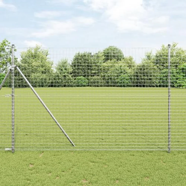 vidaXL Zaunpfosten 7 Stück, Ø32 mm, 210 cm, aus verzinktem Stahl, silber, wetterfest und langlebig – Bild 2