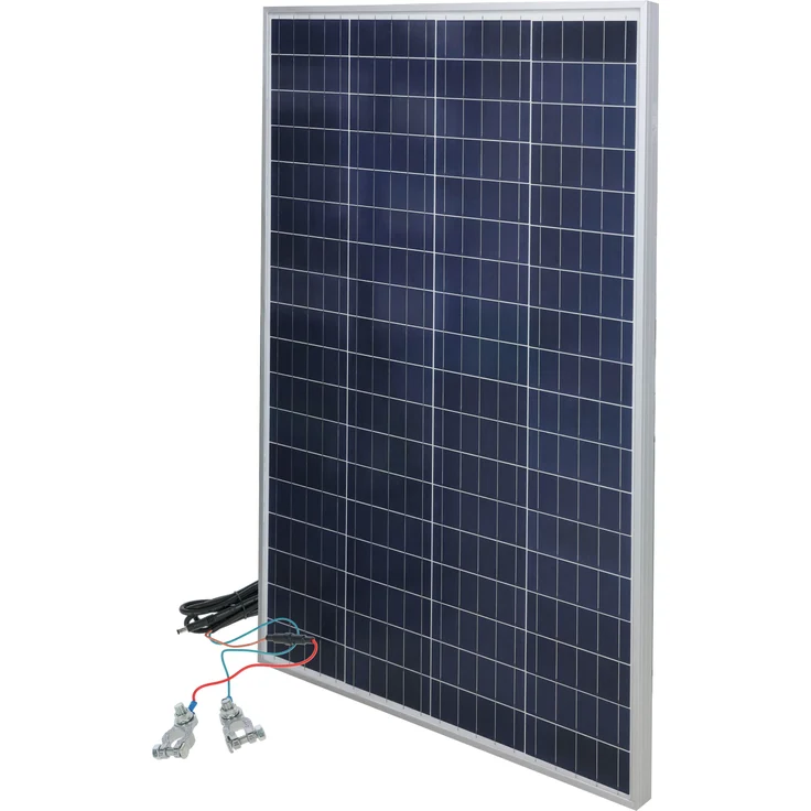 KERBL Solarmodul 100 W, 1.000 x 664 x 35 mm, für 12 V-Batterie mit Laderegler und Solarkabel, 70601