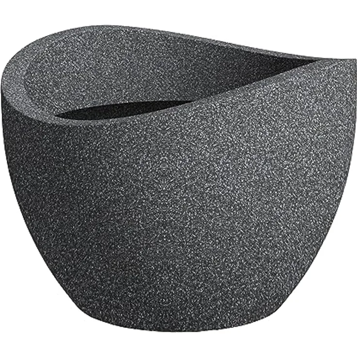 Scheurich Wave Globe, Pflanzgefäß aus Kunststoff, Schwarz-Granit, 50 cm Durchmesser, 37,1 cm hoch, 37 l Vol.