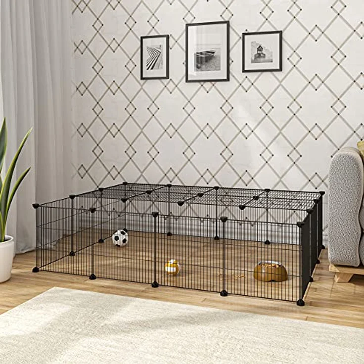 EUGAD Freigehege für Kaninchen, Meerschweinchen Gehege, BHT 147x37x111cm – Bild 3