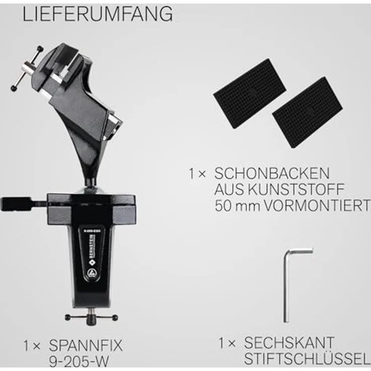 Bernstein Tools for Electronics 9-205-ESD, ESD Schraubstock mit 70 mm Spannweite und Kugelgelenk, schwarz pulverbeschichtet – Bild 6