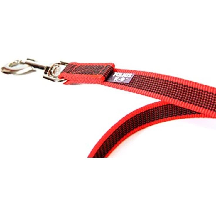 JULIUS K-9 IDC Color & Gray gumierte Leine, 20 mm x 3 m mit Schlaufe, Rot-Grau, strapazierfähiger Textilstoff, verstärkter Haltegriff – Bild 2