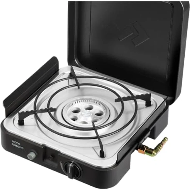 Cadac Dometic 1 Cook Turbo FFD, Campingkocher mit Turbobrener, Flammenausfall-Schutz, automatischer Zündung, Schwarz mit Silber – Bild 6