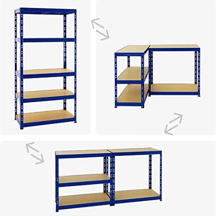 Proregal Schwerlastregal Tiger, 180 x 90 x 45 cm, 5 Böden, Traglast 265 kg pro Boden, Steckmontage, Blau – Bild 5